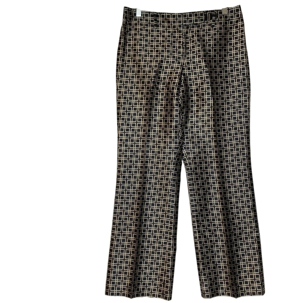 Per Se 100% Silk Cropped Dress Pants Women S Jacquard Geometrical Straight Party